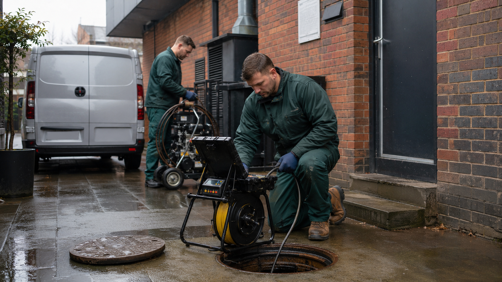Leeds drainage engineer at work