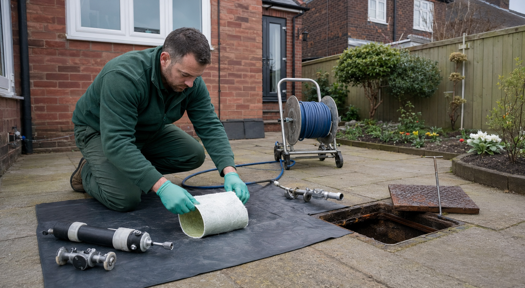Leeds drainage engineer at work
